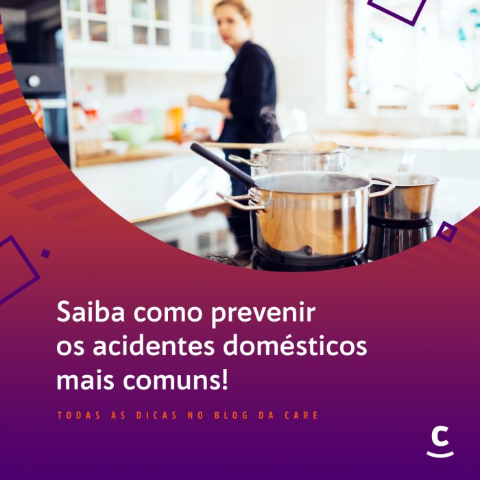 Arte do texto Saiba como prevenir os acidentes domésticos mais comuns, que mostra uma mulher olhando para uma panela no fogão.